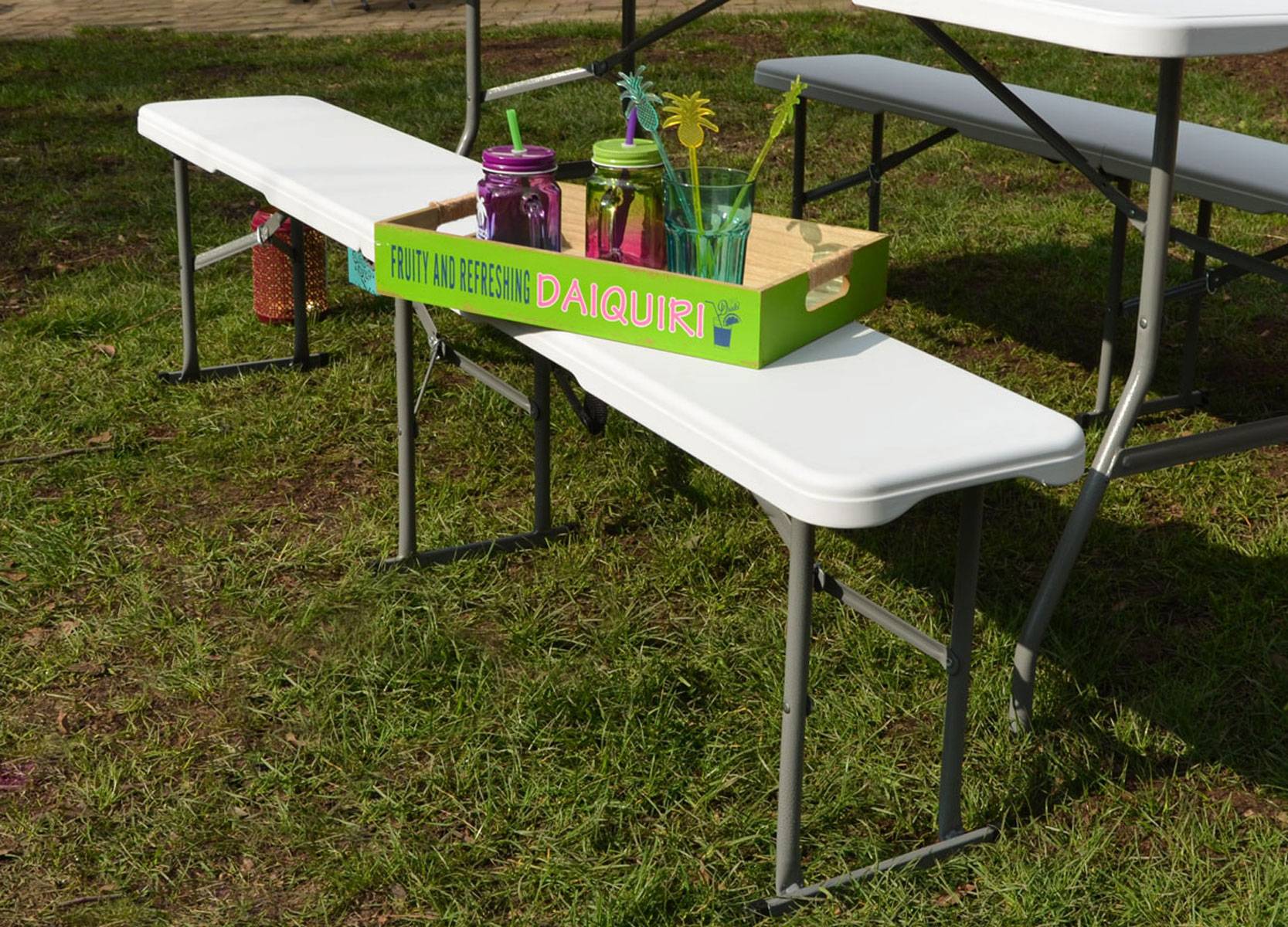 2x Wetterfeste Bierbank - Klappbar 182x27x43 - Kunststoff Sitzbank Klappbank Set