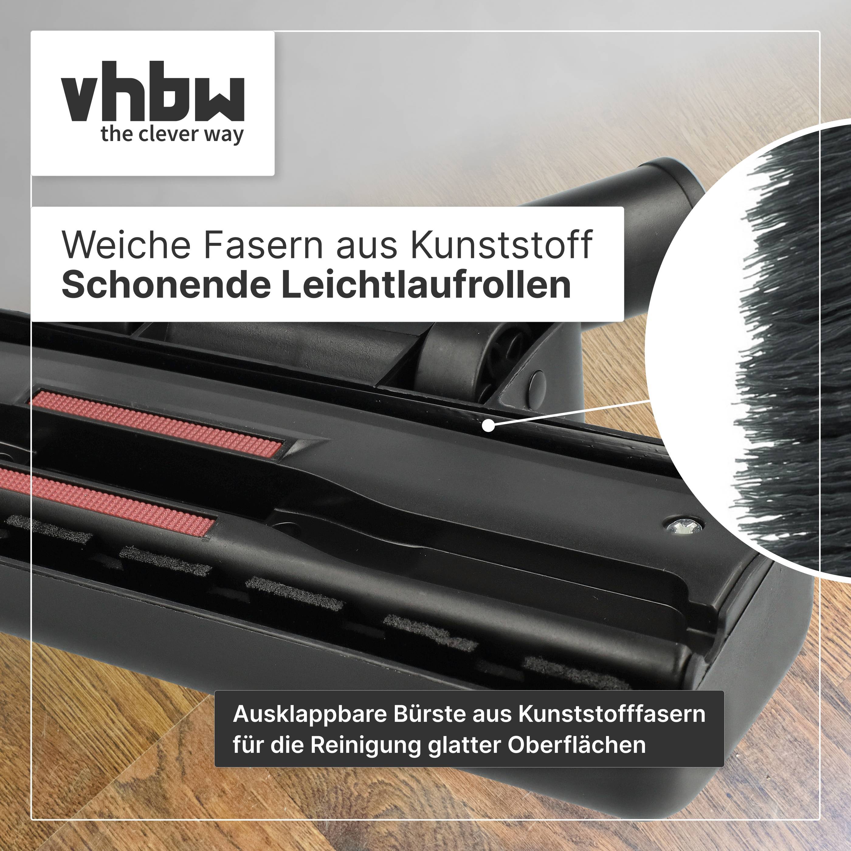 vhbw Bodendüse für Teppiche kompatibel mit Bosch BSGMOVE2GB, BSGMOVE3GB, BSGL42283, BSGMOVE1GB, BSGL42281, BSN1700, BSN1600, 2x Fadenheber