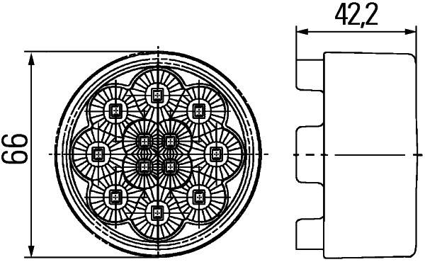 HELLA 2BA 009 001-431 Blinkleuchte - LED - 12V - Einbau - Lichtscheibenfarbe: glasklar - hinten/link