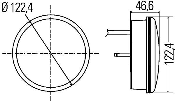 HELLA 2NE 344 200-091 Nebelschlussleuchte - LED - 12/24V - Anbau - Lichtscheibenfarbe: rot - Kabel: