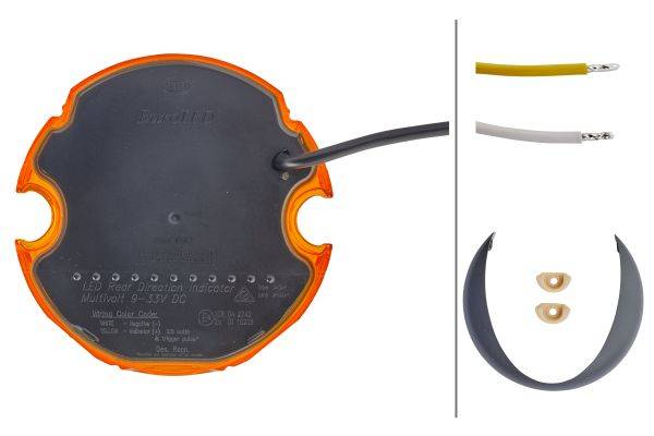 HELLA 2BA 959 822-601 Blinkleuchte - EuroLED - LED - 12/24V - Anbau - Lichtscheibenfarbe: gelb - Kab