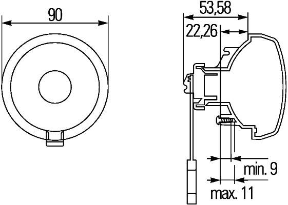 HELLA 2BA 965 039-101 Blinkleuchte - 24V - Einbau - Lichtscheibenfarbe: grau - Kabel: 100mm - hinten