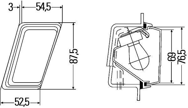 HELLA 2BM 004 312-051 Zusatzblinkleuchte - Glühlampe - 24V - Einbau - Lichtscheibenfarbe: gelb - lin