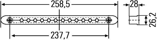 HELLA 2DA 959 071-731 Zusatzbremsleuchte - LED - 24V - Einbau - Lichtscheibenfarbe: rot - Kabel: 250