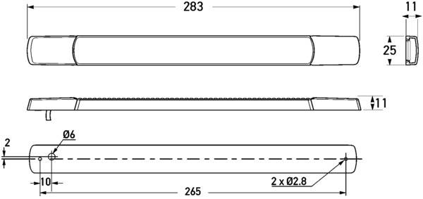HELLA 2ZR 980 889-011 LED-Rückfahrleuchte - Strip Lamp - 12V - Anbau - für waagerechte Befestigung -
