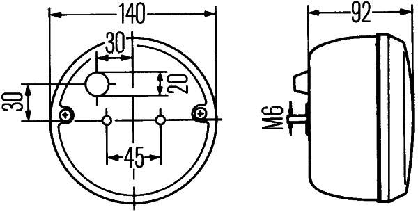 HELLA 2NE 001 423-011 Nebelschlussleuchte - 12/24V - rund - Anbau - Lichtscheibenfarbe: rot - Stecke