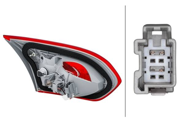 HELLA 2NR 354 828-021 Heckleuchte - Glühlampe - innerer Teil - rechts - für u.a. Ford Focus III Salo