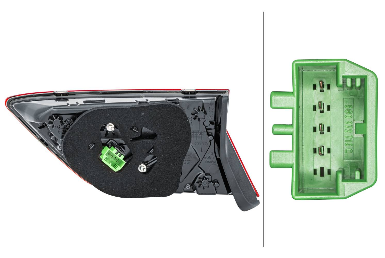 HELLA 2SA 012 522-111 Heckleuchte - LED - dunkel/rot - innerer Teil/oberer Teil - links - für u.a. V