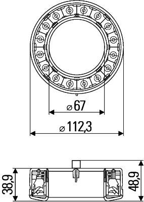 HELLA 2SB 009 362-021 Heckleuchte - LED - 12V - Ringform - Einbau - Lichtscheibenfarbe: glasklar/wei