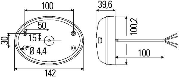 HELLA 2SB 343 390-091 Heckleuchte - Agroluna - LED - 12/24V - Anbau/Einbau - Kabel: 100mm - rechts/l