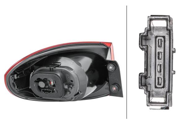 HELLA 2SD 009 691-101 Heckleuchte - Glühlampe - weiß/rot - äusserer Teil - rechts - für u.a. VW Tigu