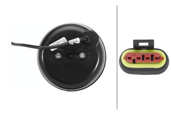 HELLA 2SD 340 685-051 Heckleuchte - LED - 24V - rund - Stecker: Superseal 1 x 4 - Stecker: Female -