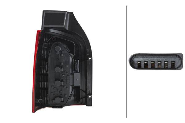 HELLA 2SK 008 579-101 Heckleuchte - Glühlampe - gelb/glasklar/rot - rechts - für u.a. VW T5 Box (7Ha
