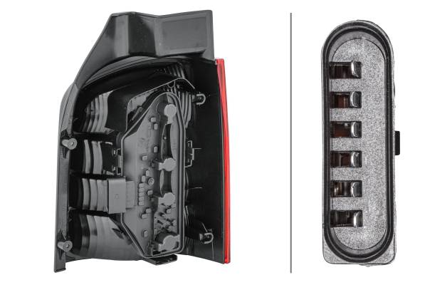 HELLA 2SK 008 579-111 Heckleuchte - Glühlampe - gelb/glasklar/rot - links - für u.a. VW T5 Box (7Ha,