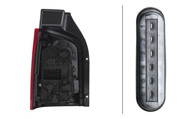 HELLA 2SK 010 318-081 Heckleuchte - Glühlampe - glasklar/rot - rechts - für u.a. VW T5 (7Hb,7Hj,7Eb,