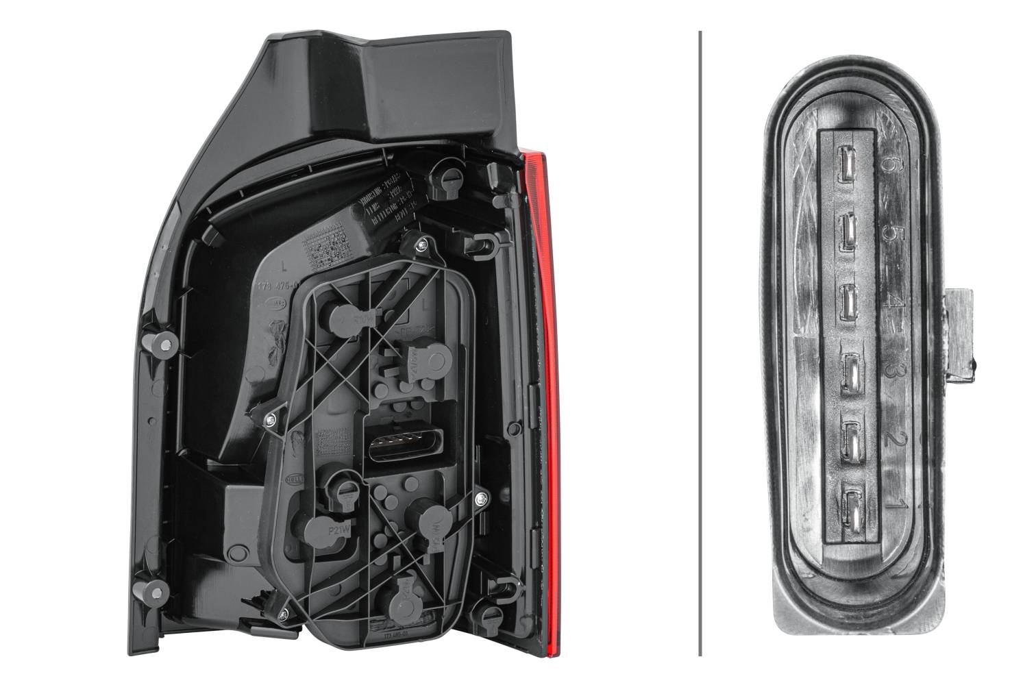 HELLA 2SK 010 318-091 Heckleuchte - Glühlampe - getönt/glasklar/rot - links - für u.a. VW T5 (7Hb,7H