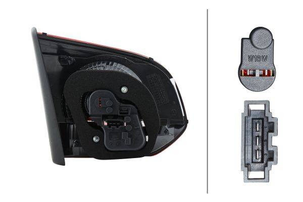 HELLA 2TZ 009 923-141 Heckleuchte - Glühlampe - innerer Teil - rechts - für u.a. VW Golf VI (5K1)