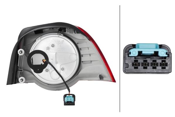 HELLA 2VA 009 246-091 Heckleuchte - LED - glasklar/rot - äusserer Teil - links - für u.a. VW Eos (1F