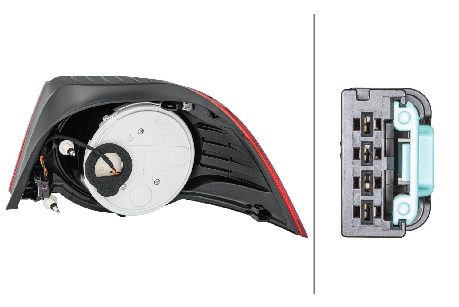 HELLA 2VA 009 246-131 Heckleuchte - LED - glasklar/rot - äusserer Teil - links - für u.a. VW Eos (1F
