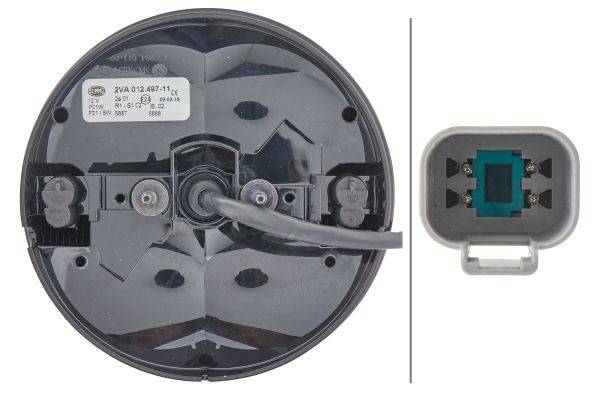 HELLA 2VA 012 497-111 Heckleuchte - 12V - Lichtscheibenfarbe: rot/gelb - Stecker: Amphenol AT - 4-po