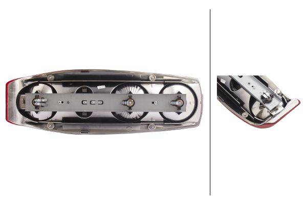 HELLA 2VA 341 419-111 Heckleuchte - Caraluna II - 12V - Einbau - Lichtscheibenfarbe: rot - links