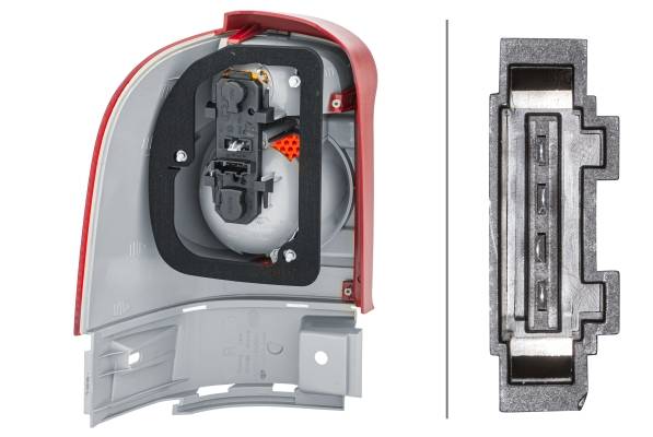 HELLA 2VA 964 957-021 Heckleuchte - Glühlampe - glasklar/rot - äusserer Teil - rechts - für u.a. VW