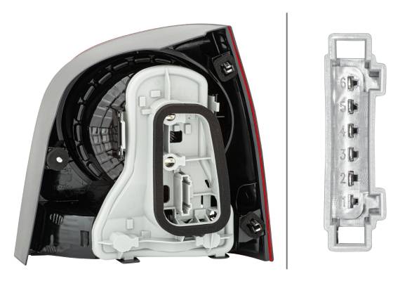 HELLA 2VA 965 303-071 Heckleuchte - Glühlampe - glasklar/rot - links - für u.a. VW Polo (9N_)