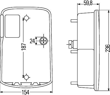 HELLA 2VA 998 233-357 Heckleuchte - Glühlampe - 12V - Anbau - Lichtscheibenfarbe: gelb - links