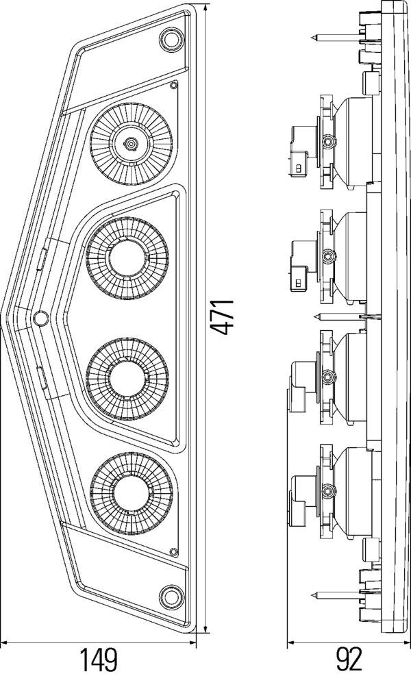 HELLA 2VP 012 570-121 Heckleuchte - Caraluna X - Hybrid - 12V - Einbau - rechts
