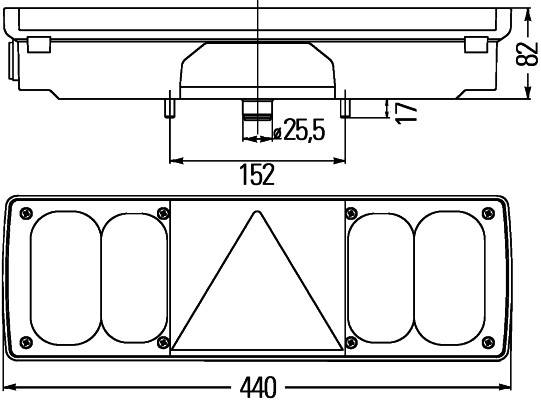 HELLA 2VP 340 450-451 Heckleuchte - EasyConn I - mit senkrechten Lichtkammern - 24V - Anbau - Kabel: