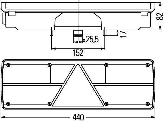 HELLA 2VP 340 450-151 Heckleuchte - EasyConn I - mit waagerechten Lichtkammern - 24V - Anbau - Kabel