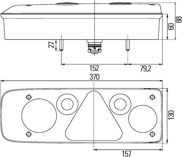 HELLA 2VP 340 940-101 Heckleuchte - EasyConn II Hybrid - LED - 24V - Anbau - Lichtscheibenfarbe: gla