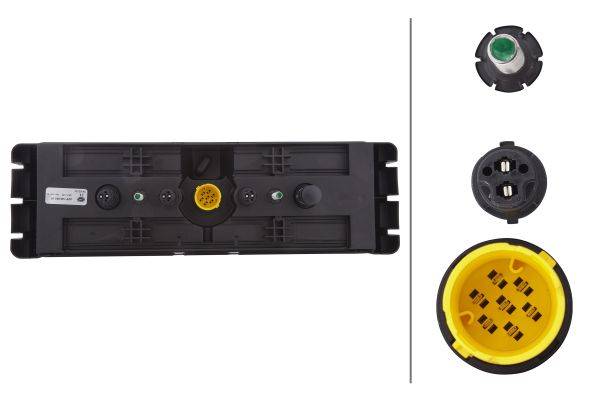 HELLA 2VP 340 961-011 Heckleuchte - Hybrid - 24V - rechteckig - Anbau - Stecker: EasyConn 1 x 7/Easy