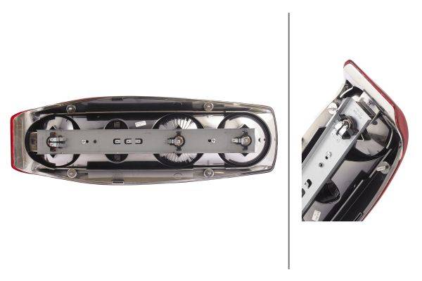 HELLA 2VP 341 419-121 Heckleuchte - Caraluna II - 12V - rund - Einbau - Lichtscheibenfarbe: rot - re