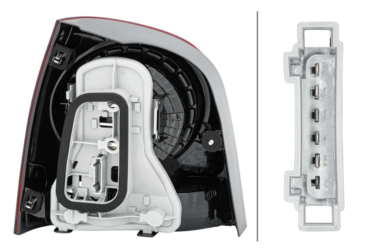 HELLA 2VP 965 303-081 Heckleuchte - Glühlampe - glasklar/rot - rechts - für u.a. VW Polo (9N_)