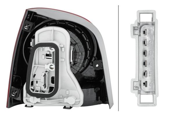 HELLA 2VP 965 303-081 Heckleuchte - Glühlampe - glasklar/rot - rechts - für u.a. VW Polo (9N_)