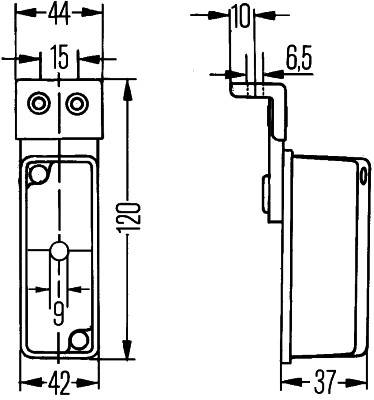 HELLA 2XS 005 020-021 Umrissleuchte - Anbau - Lichtscheibenfarbe: glasklar/rot - seitlicher Anbau