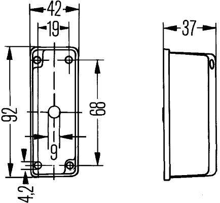 HELLA 2XS 005 020-001 Umrissleuchte - 24V - Anbau - Lichtscheibenfarbe: glasklar/rot/weiß - links/ob