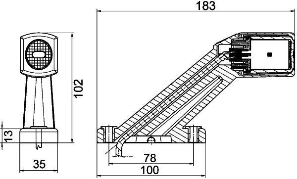 HELLA 2XS 011 769-617 Umrissleuchte - 12/24V - Kabel: 500mm - Stecker: EasyConn 90 - links/seitliche