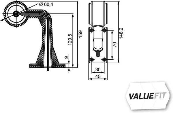 HELLA 2XS 357 005-031 Umrissleuchte - Valuefit - LED - 12/24V - gebogen - links/seitlicher Anbau