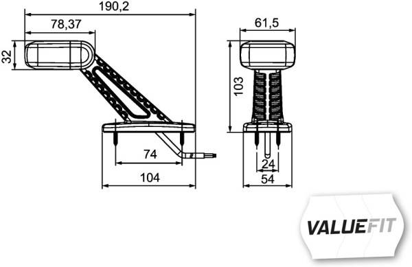 HELLA 2XS 357 006-011 Umrissleuchte - Valuefit - LED - 12/24V - gewinkelt - links/seitlicher Anbau