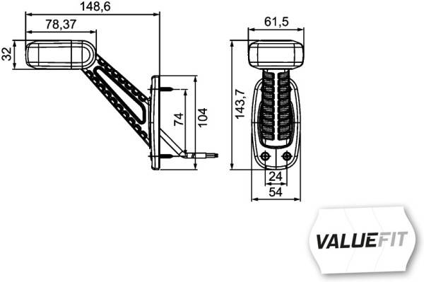 HELLA 2XS 357 007-021 Umrissleuchte - Valuefit - LED - 12/24V - gewinkelt - rechts/seitlicher Anbau