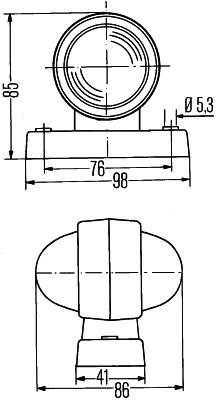 HELLA 2XS 955 031-001 Umrissleuchte - Anbau - Lichtscheibenfarbe: milchweiß/rot/weiß - seitlicher An