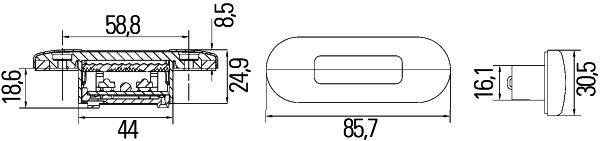 HELLA 2XT 959 680-612 Einstiegleuchte - LED - 12/24V - Einbau - Lichtscheibenfarbe: glasklar - LED-L