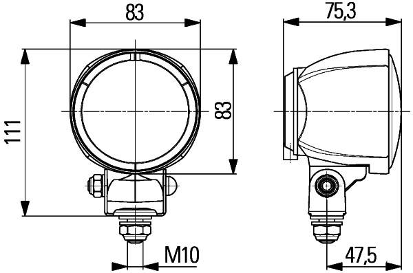 HELLA 1G0 996 176-171 Halogen-Arbeitsscheinwerfer - Modul 70 - 12V - Anbau/geschraubt - stehend - Na