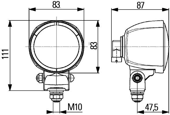 HELLA 1G0 996 176-671 Halogen-Arbeitsscheinwerfer - Modul 70 - 12V - Anbau/geschraubt - stehend - we