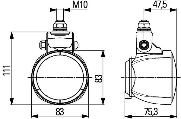 HELLA 1G0 996 176-111 Halogen-Arbeitsscheinwerfer - Modul 70 - 12/24V - Anbau/geschraubt - hängend -