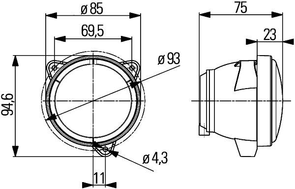 HELLA 1G0 996 176-021 Halogen-Arbeitsscheinwerfer - Modul 70 - 12/24V - Einbau - Nahfeldausleuchtung