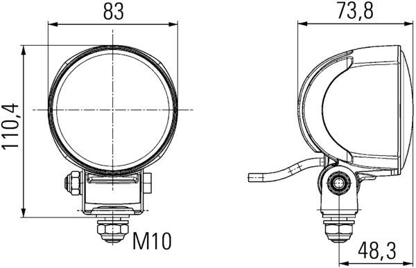HELLA 1G0 996 476-001 LED-Arbeitsscheinwerfer - Modul 70 Gen. IV - 12/24V - 2500lm - Anbau - stehend