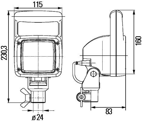 HELLA 1GA 007 506-681 Halogen-Arbeitsscheinwerfer - Ultra Beam - 24V - Anbau/Rohrstutzen - stehend -